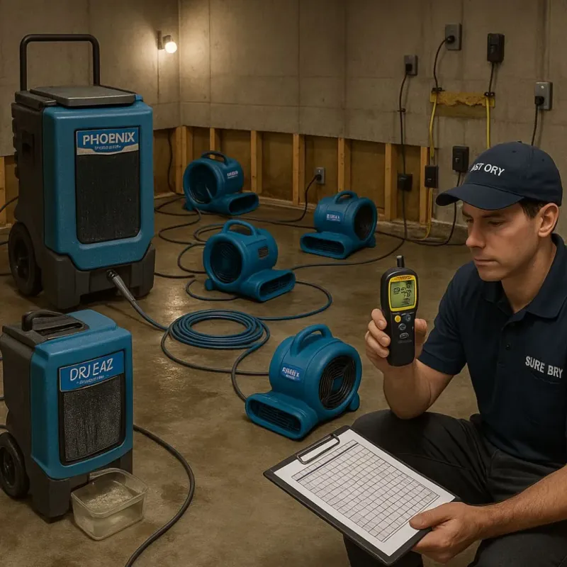 Structural Drying and Dehumidification process in Pymatuning Central, PA